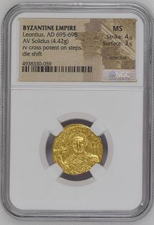 Ancient Byzantine Leontius (AD 695-698). Gold solidus 