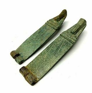 Lot of 2 Roman Bronze Latch c.1st-2nd century AD. Size 3 3/8 inches length. EX NYC Collection