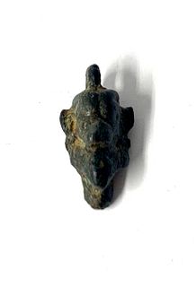 Ancient Messopotamian Bronze Head of Pazuzu c.2000 BC. Size 0 3/4 inches high. Ex NYC.