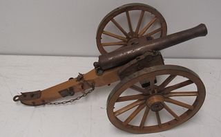 Vintage  Wood And Metal Cannon