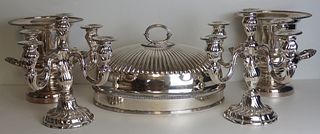 SILVER & SILVERPLATE. Grouping of .830 Silver and