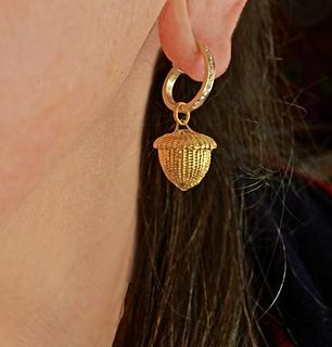 Miniature Acorn Basket Earrings