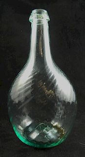 19th c. hand-blown aqua glass decanter
