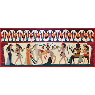Vintage Egyptian Appliqué Handmade Textile Quilt Wall Hanging Textile. 
