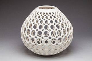 Pierced Ceramic Teardrop Vase with Oval cuts