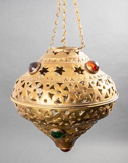 Judaica North African Pierced Brass Ner Tamid