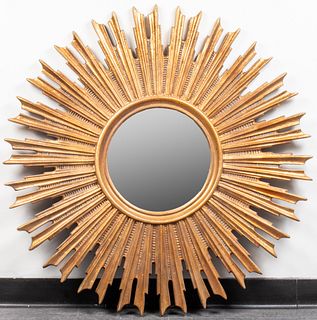 Large Mid-Century Modern Sunburst Wall Mirror
