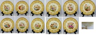 SET 12  LE ROSEY FRENCH PORCELAIN CABINET PLATES