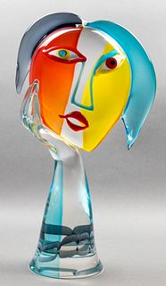 Alessandro Barbaro Murano Glass Bust Sculpture