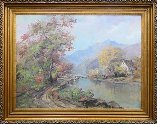 MARINO 20th C LANDSCAPE OIL PAINTING ON CANVAS