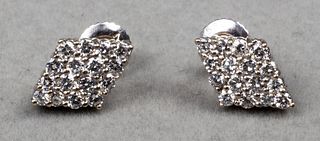 14K White Gold Pave Diamond Earrings