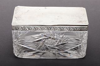 Latvian Silver & Glass Hinged Lid Dresser Box