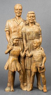 Maurice Glickman Family Portrait Wood Sculpture