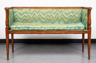 Federal Style Flame-Stitch Upholstered Hall Bench