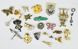 LARGE LOT OF (23) PIECES  FIGURAL COSTUME JEWELRY