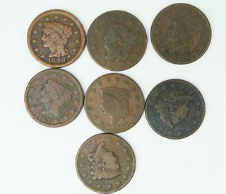LOT OF (7) U.S. LARGE ONE CENT PIECES