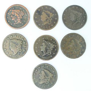 LOT OF (7) U.S. LARGE ONE CENT COINS