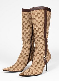 Gucci Designer Monogram Boots, Size 9