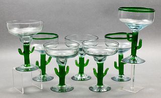 Hand-Blown Cactus Stem Margarita Glasses, 7