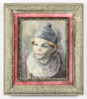 John Morris "Portrait of a Boy as Clown" Oil