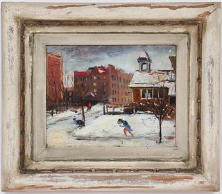 Illegibly Signed "Winter's Day" Oil on Board