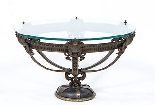 Baroque Manner Mixed Metal and Glass Low Table