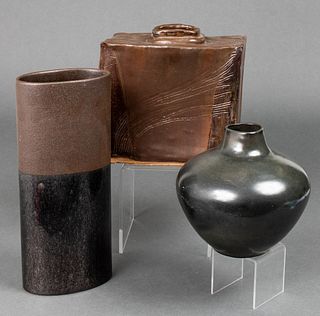 Modern Studio Pottery Glazed Vases, Group of 3