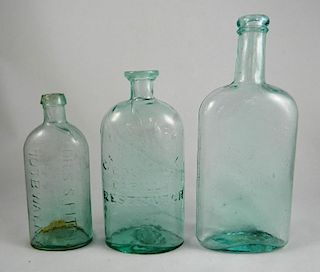 Medicine - 3 aqua oval bottles