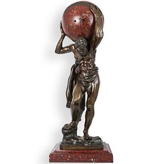 19th Cent. French Bronze "Hercules" Mantel Clock