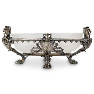 19th Cent. Christofle Silver Bronze and Glass Centerpiece
