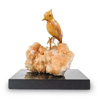Herbert Klein Style 18k Gold and Semi Precious Bird Sculpture