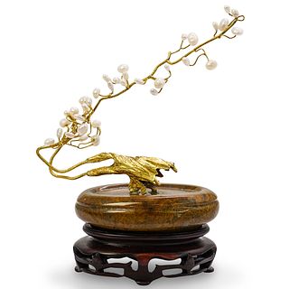 Chinese Gold Plated and Pearl Tree Sculpture