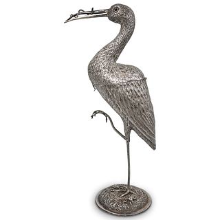 Antique Dutch Sterling Silver Crane Ornament