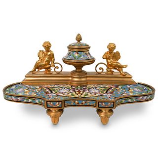 Belle Epoque French Champleve Gilt Bronze Inkwell