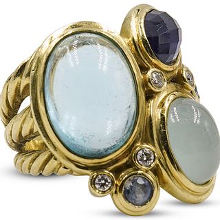 David Yurman 18k Gold and Precious Stone Ring