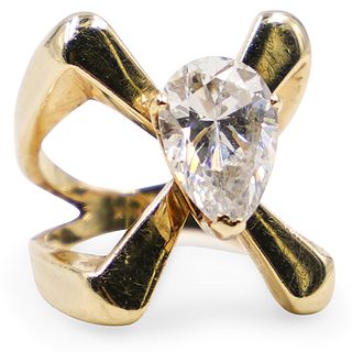 Synthetic Diamond and 14k Gold Ring