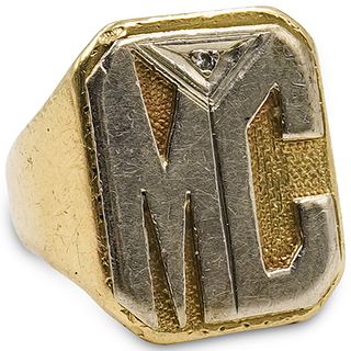 18k Gold "MC" Initialed Ring