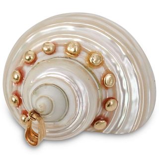 14k Gold and Shell Pendant