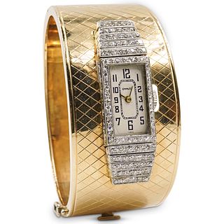 Vintage 14k Gold and Diamond Chalet Watch