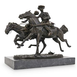 Frederic Remington (American 1861-1909) "Wounded Bunkie" Bronze