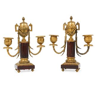 Pair Of French Regency Bronze Candle Holders