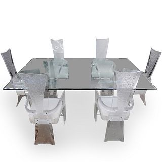 "Lion in Frost" Modernist Lucite Dining Table Set