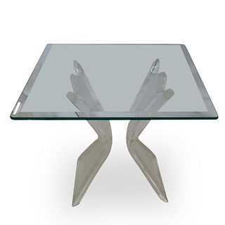 "Lion in Frost" Modernist Lucite Side Tables