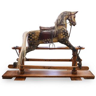 Victorian Carved Wood Rocking Horse