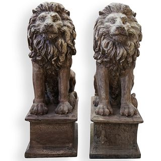 Large Plaster Lion Statues