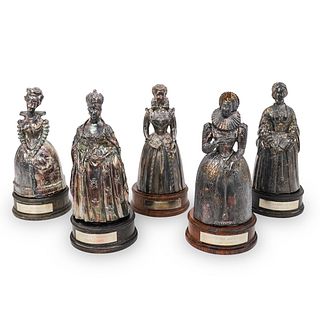 (5 Pc) Gorham Silver Bronze Queen Figural Bells