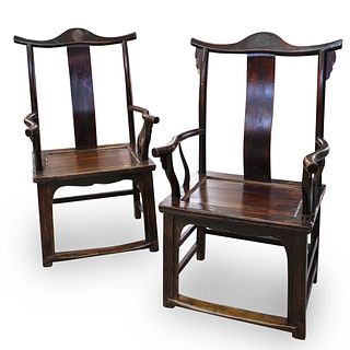 Chinese Huanghuali Wood Arm Chairs