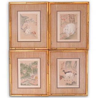 (4 Pcs) Chinese Paintings on Silk