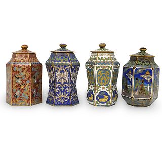 (4 Pc) Set of Chinese Cloisonne Trinket Boxes