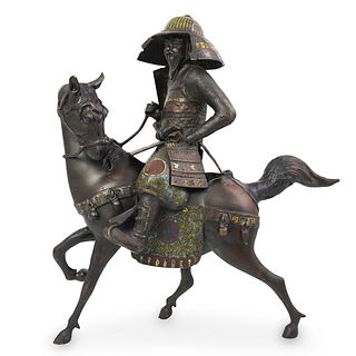 Japanese Bronze Cloisonné Figure On Horse